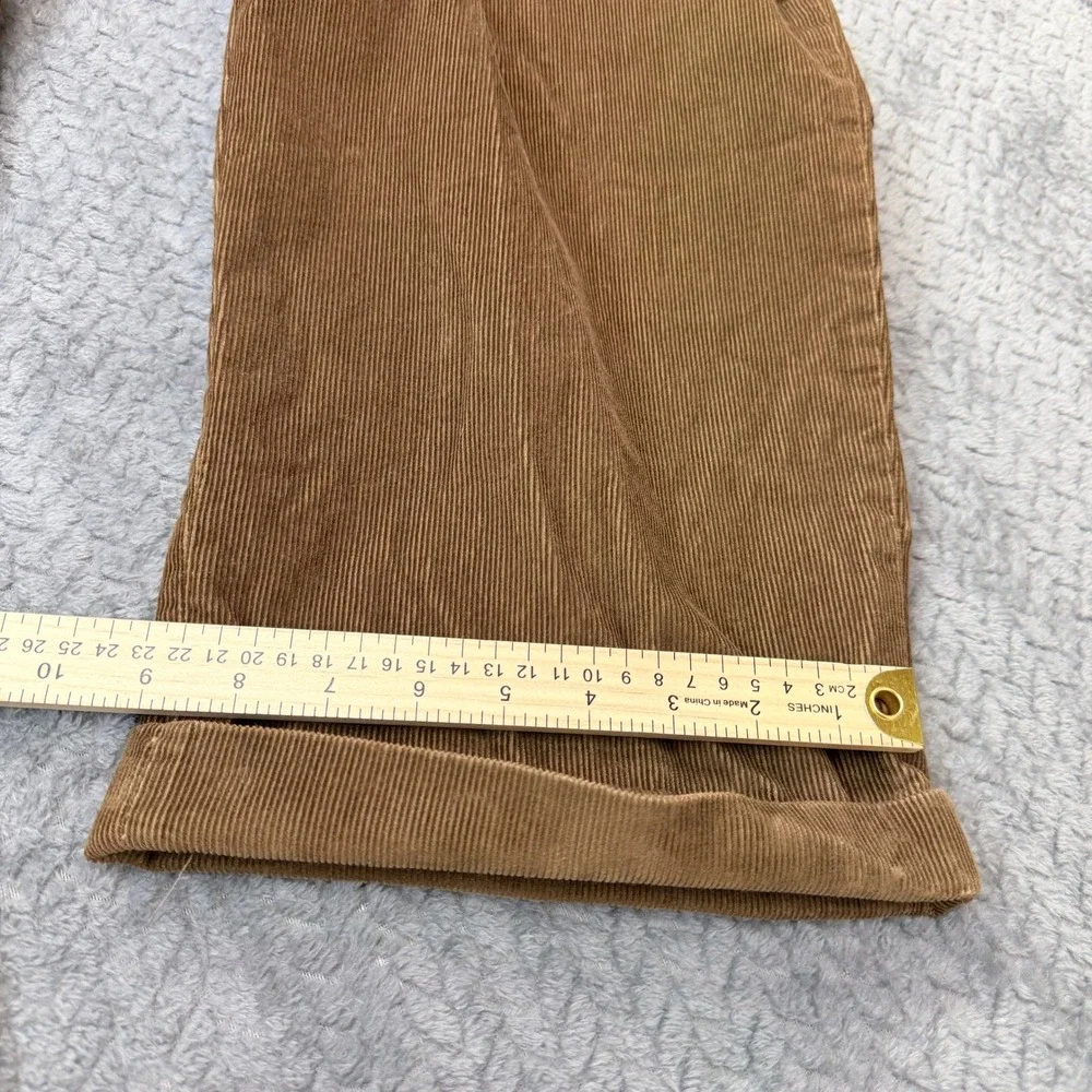 Lands' End Corduroy Pants‎ Mens 38x29 Brown Pleated Cuffed Wide Leg